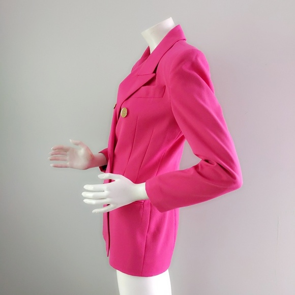 Vtg Ann Taylor Magenta Pink Boyfriend Blazer S - Picture 4 of 8